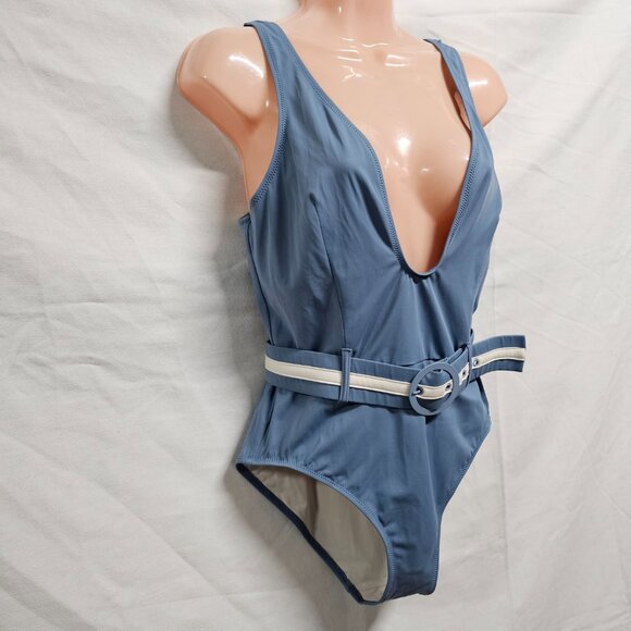 Solid & Striped The Victoria One Piece Swimsuit Size L Blue - Picture 2 of 12